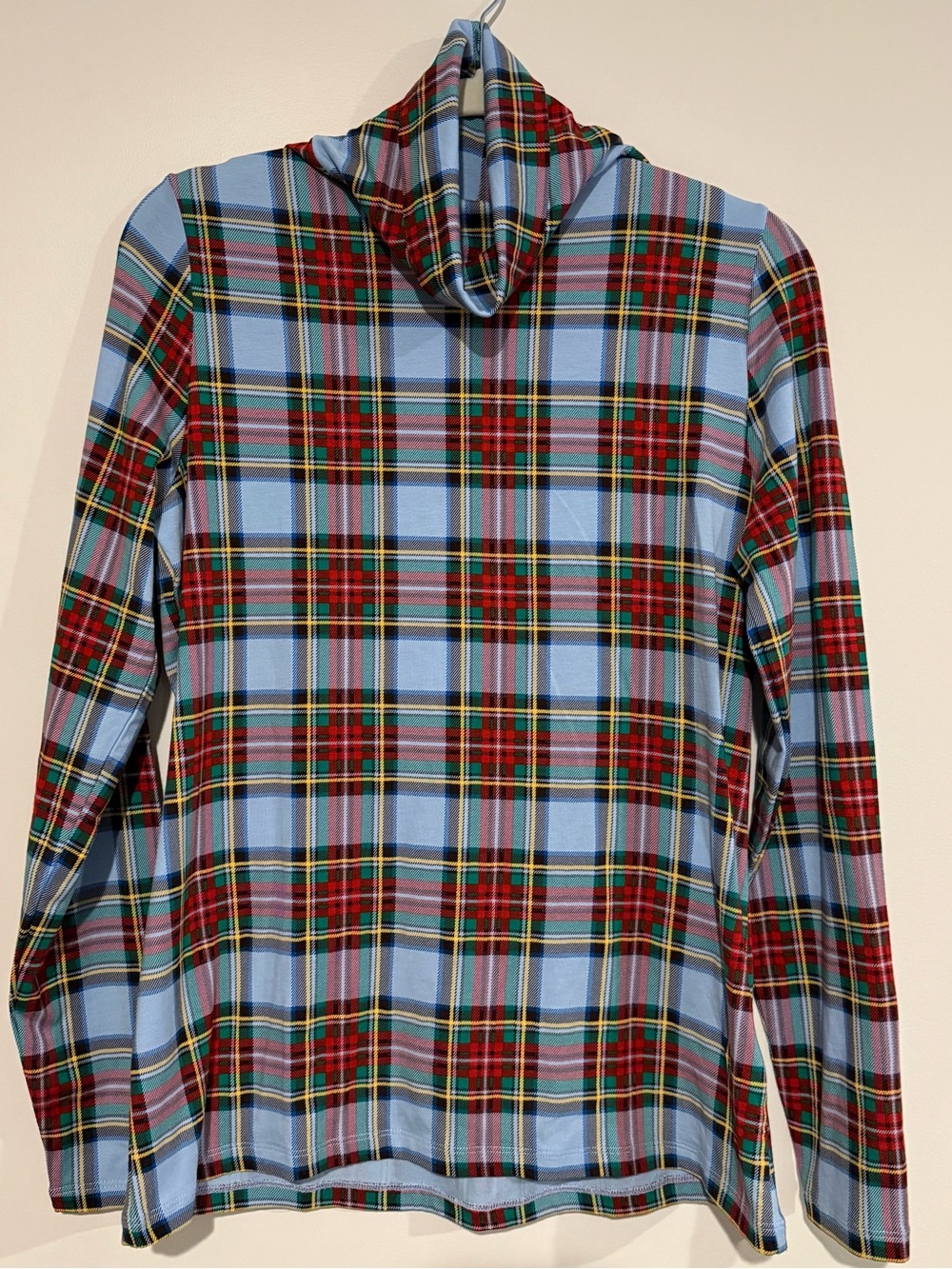 Lands' End Light Blue Plaid Turtleneck Top